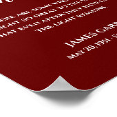 White on Red The Light bleibt Zitat Memorial Poster (Ecke)