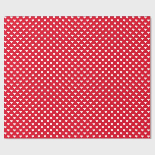 White on Red Tiny Hearts Gemustert Wrapping Paper Geschenkpapier (Flach)