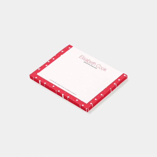 White On Red Valentines Hearts Pattern Post-it Klebezettel (angewinkelt)