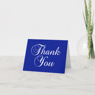 White on Royal Blue Decorative Script Dankeskarte