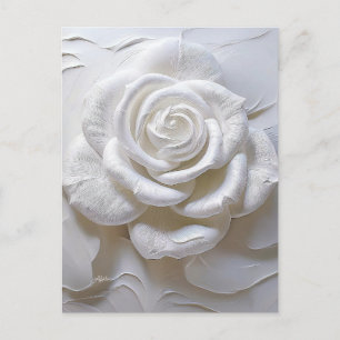 White On White - Geformte Rose Postkarte