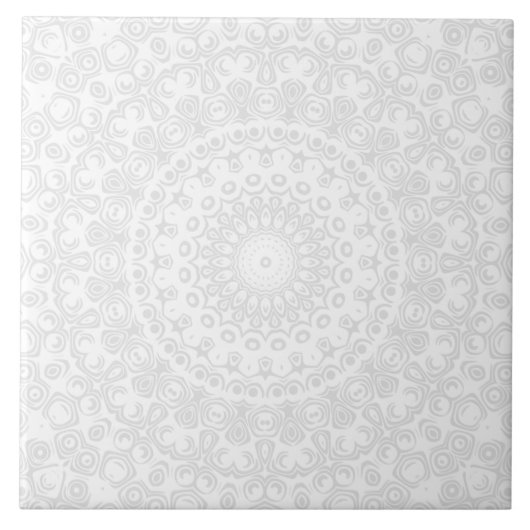 White on White Minimal Mandala Muster Fliese (Vorderseite)