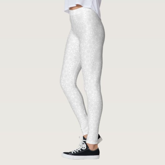 White on White Minimal Mandala Muster Leggings (Links)