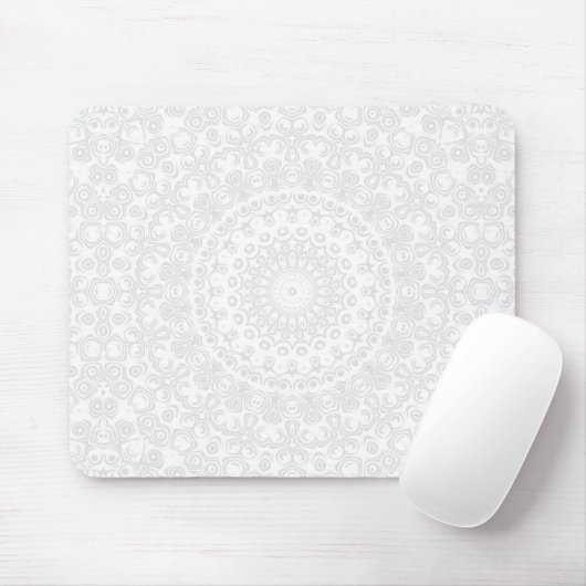 White on White Minimal Mandala Muster Mousepad (Mit Mouse)