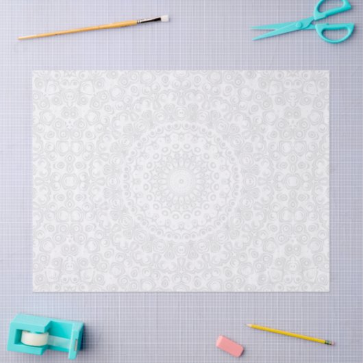 White on White Minimal Mandala Muster Seidenpapier (Basteln)