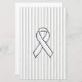 White on White Ribbon Awareness Stripes Briefpapier (Vorne/Hinten)