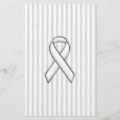 White on White Ribbon Awareness Stripes Briefpapier (Vorderseite)
