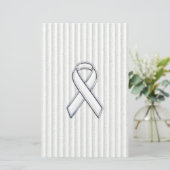 White on White Ribbon Awareness Stripes Briefpapier (Stehend Vorderseite)