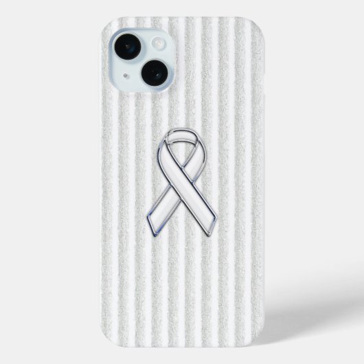 White on White Ribbon Awareness Stripes Case-Mate iPhone Hülle (Rückseite)