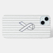 White on White Ribbon Awareness Stripes Case-Mate iPhone Hülle (Rückseite (Horizontal))