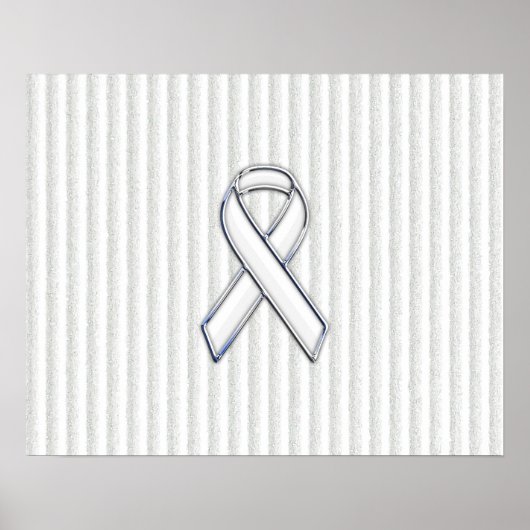 White on White Ribbon Awareness Stripes Poster (Vorne)