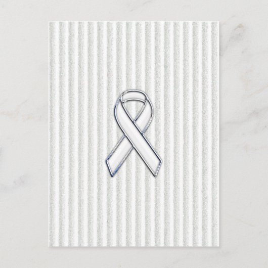 White on White Ribbon Awareness Stripes Postkarte (Vorderseite)