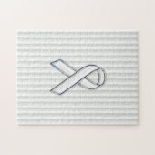 White on White Ribbon Awareness Stripes Puzzle (Horizontal)