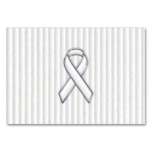 White on White Ribbon Awareness Stripes Tischnummer (Vorderseite)