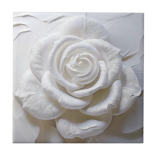 White on White - Skulptur Rose Fliese (Vorderseite)