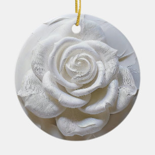 White on White - Skulptur Rose Keramik Ornament