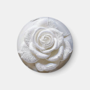 White on White - Skulptur Rose Magnet