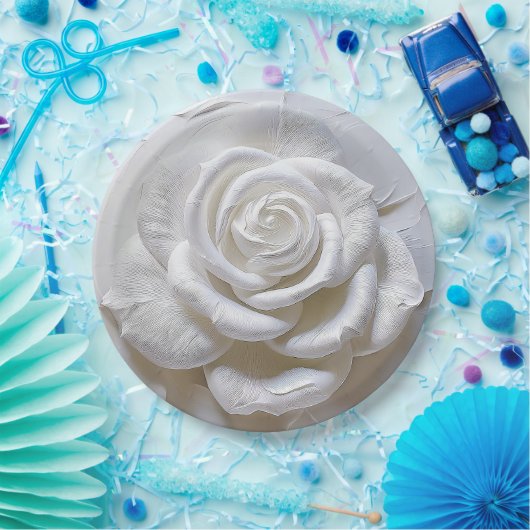 White on White - Skulptur Rose Pappteller (Party)