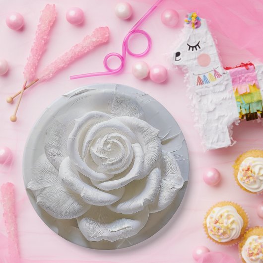 White on White - Skulptur Rose Pappteller (Party)