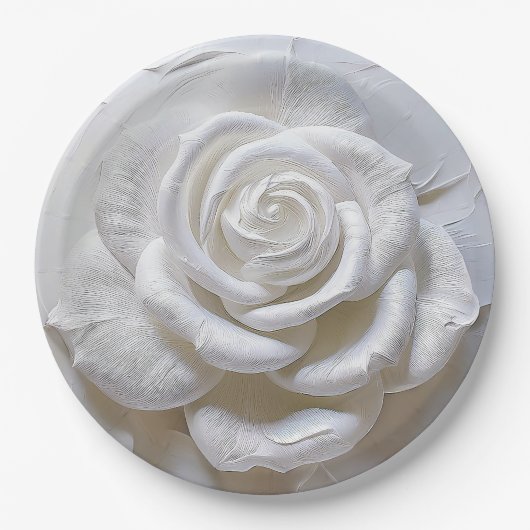 White on White - Skulptur Rose Pappteller (Vorderseite)