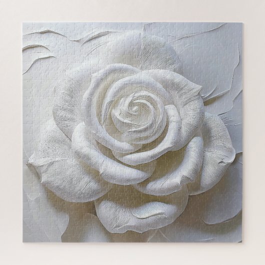 White on White - Skulptur Rose Puzzle (Vertikal)