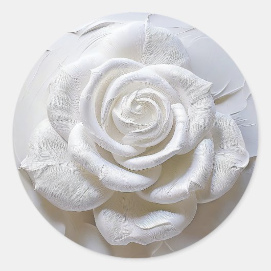 White on White - Skulptur Rose Runder Aufkleber (Vorderseite)