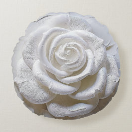 White on White - Skulptur Rose Rundes Kissen