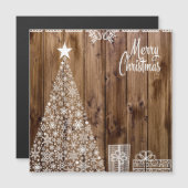White on Wood Christmas Magnetkarte (Vorne/Hinten)