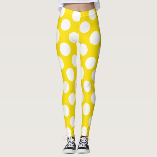 White On Yellow Polka Dot Leggings (Vorderseite)
