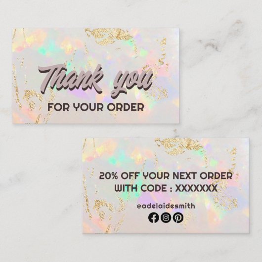 White Opal danke Ihnen Visitenkarte (Vorne/Hinten)