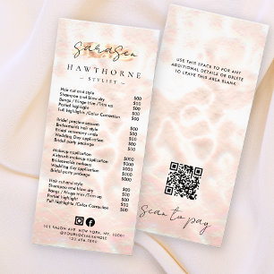 White Opal Preisliste Rose Gold Scan zur Bezahlung Werbekarte