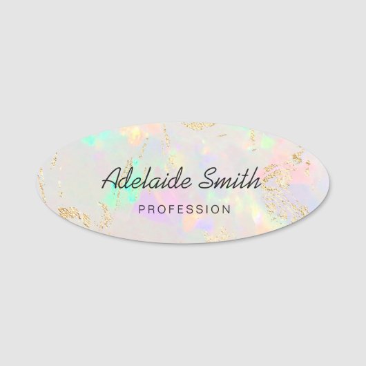 White Opal und Imitate Goldfolie Venen Namensschil Namensschild (Vorderseite)