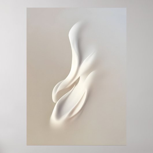 "White Opening Buds" | Neutrale Abstrakte Kunst Poster (Vorne)