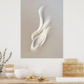 "White Opening Buds" | Neutrale Abstrakte Kunst Poster (Küche)