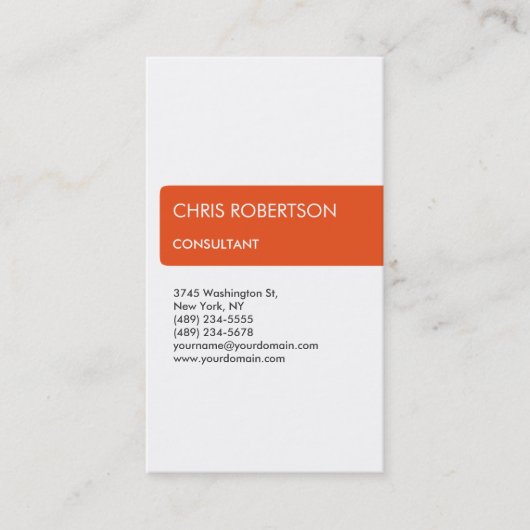 White Orange Attraktive Charming Business Card Visitenkarte (Vorderseite)