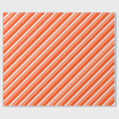 White Orange Candy Cane Stripe Holiday Geschenkpapier (Flach)