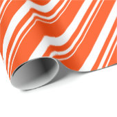 White Orange Candy Cane Stripe Holiday Geschenkpapier (Rolleneckpunkt)