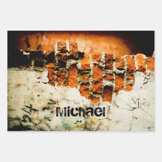 White orange Cool brick wall grafiti Custom name Geschenkpapier Set (Vorderseite)