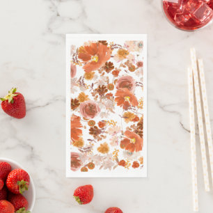 White Orange Floral Abundance Bouquet Wedding Serviette