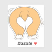 White & Orange Funny Corgi Hintern Zeichnend Aufkleber (Blatt)