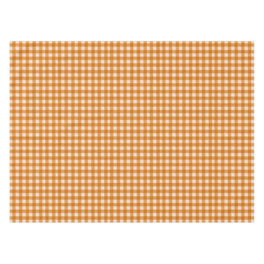 White & Orange Gingham Pattern | Baumwolle geprüft Tischdecke (Vorderseite (Horizontal))