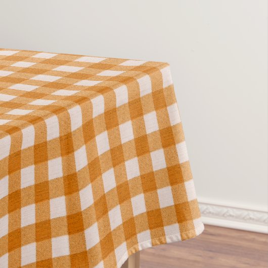 White & Orange Gingham Pattern | Baumwolle geprüft Tischdecke (Beispiel)