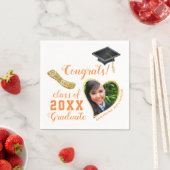 White Orange Gold Class 2025 Foto Abschluss Serviette (Beispiel)