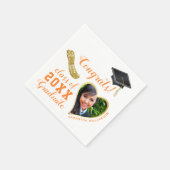 White Orange Gold Class 2025 Foto Abschluss Serviette (Ecke)