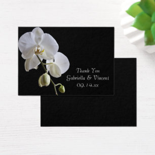 White Orchid auf Black Gastgeschenk Hochzeit Tags