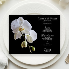 White Orchid auf Black Wedding Menu