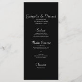 White Orchid auf Black Wedding Menu Menükarte (Rückseite)