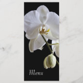 White Orchid auf Black Wedding Menu Menükarte (Vorderseite)