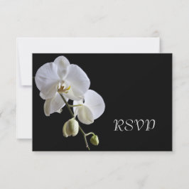 White Orchid auf Black Wedding RSVP Response Card