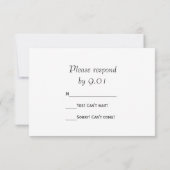 White Orchid auf Black Wedding RSVP Response Card Karte (Rückseite)